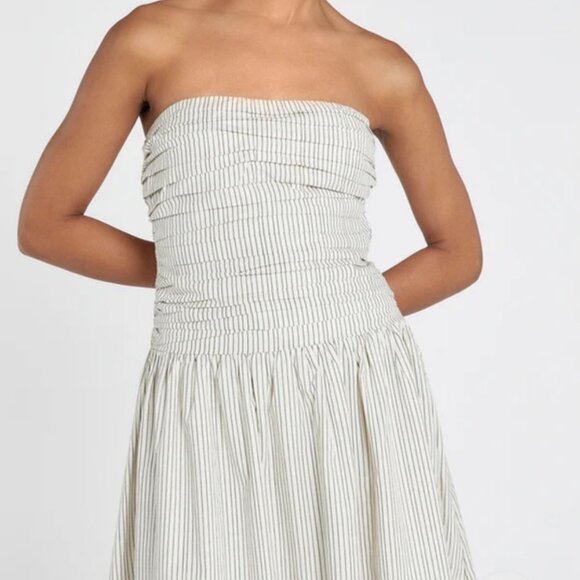 Dissh Ayla Cream Stripe Midi Dress Women’s Size 8 Cotton Summer Coastal Europe - Picture 2 of 15